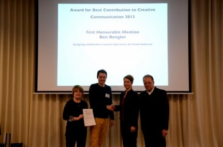 PhD student Ben Bengler receives award at 9th ACM Conference on Creativity and Cognition 2013