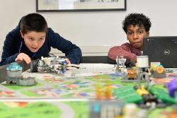 Students at the First Lego League tournament 2018